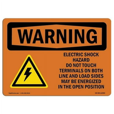 SignMission OS-WS-A-1218-L-12090 12 x 18 in. OSHA Warning Sign - Electric Shock Hazard Do Not with Symbol