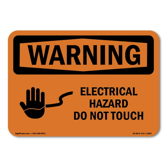 SignMission OS-WS-A-1218-L-12587 12 x 18 in. OSHA Warning Sign - Electrical Hazard Do Not Touch