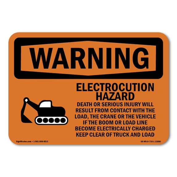 OSHA WARNING Sign - Electrocution Hazard Crane | Aluminum Sign | Protect Your Business, Construction Site, Warehouse & Shop Area | Made in the USA
