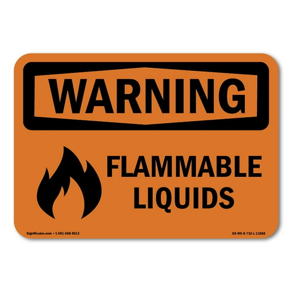 SignMission OS-WS-A-1218-L-11958 12 x 18 in. OSHA Warning Sign - Flammable Liquids