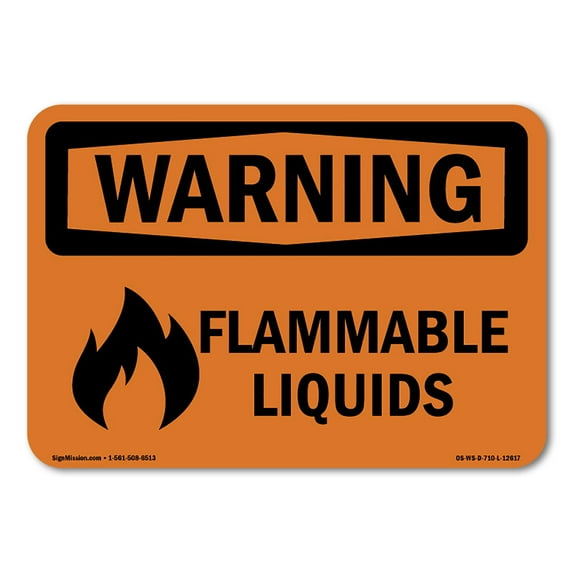 SignMission OS-WS-A-1218-L-12617 12 x 18 in. OSHA Warning Sign - Flammable Liquids