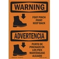 thumbnail image 1 of OSHA WARNING Sign - Foot Pinch Point Keep Back Bilingual | Aluminum Sign | Protect Your Business, Work Site, Warehouse & Shop Area | Made in the USA, 1 of 6