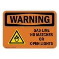 thumbnail image 1 of SignMission OS-WS-A-1218-L-12153 12 x 18 in. OSHA Warning Sign - Gas Line No Matches or Open Lights with Symbol, 1 of 6