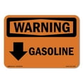 thumbnail image 1 of SignMission OS-WS-A-1218-L-12158 12 x 18 in. OSHA Warning Sign - Gasoline Down Arrow with Symbol, 1 of 6
