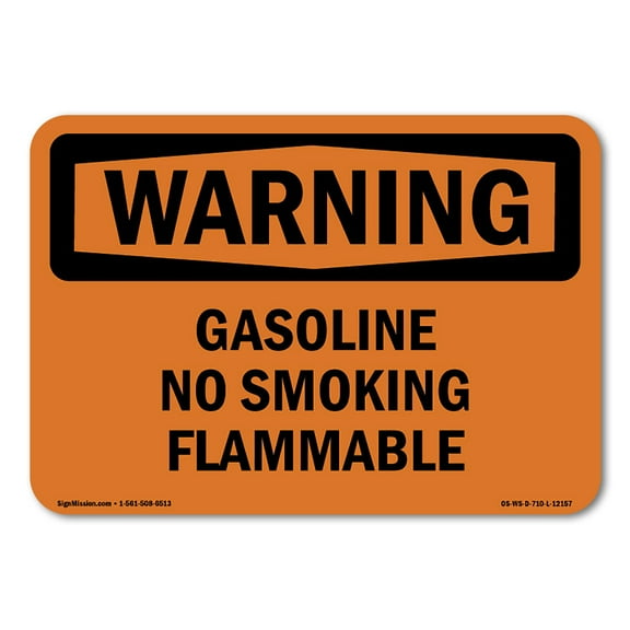 SignMission OS-WS-A-1218-L-12157 12 x 18 in. OSHA Warning Sign - Gasoline No Smoking Flammable