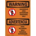 thumbnail image 1 of OSHA WARNING Sign - Hazardous Authorized Personnel Bilingual | Aluminum Sign | Protect Your Business, Work Site, Warehouse & Shop Area | Made in the USA, 1 of 6