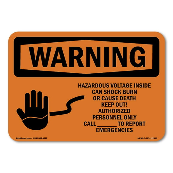 OSHA WARNING Sign - Hazardous Voltage Inside With Symbol | Aluminum Sign | Protect Your Business, Construction Site, Warehouse & Shop Area | Made in the USA