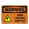 thumbnail image 1 of SignMission OS-WS-A-1218-L-12180 12 x 18 in. OSHA Warning Sign - High Voltage Keep Out with Symbol, 1 of 6