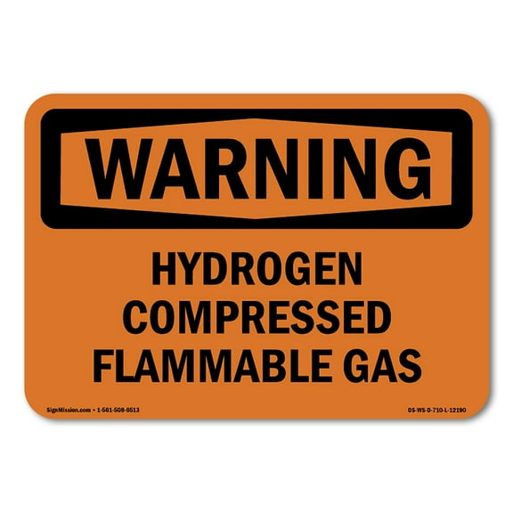 SignMission OS-WS-A-1218-L-12190 12 x 18 in. OSHA Warning Sign - Hydrogen Compressed Flammable Gas
