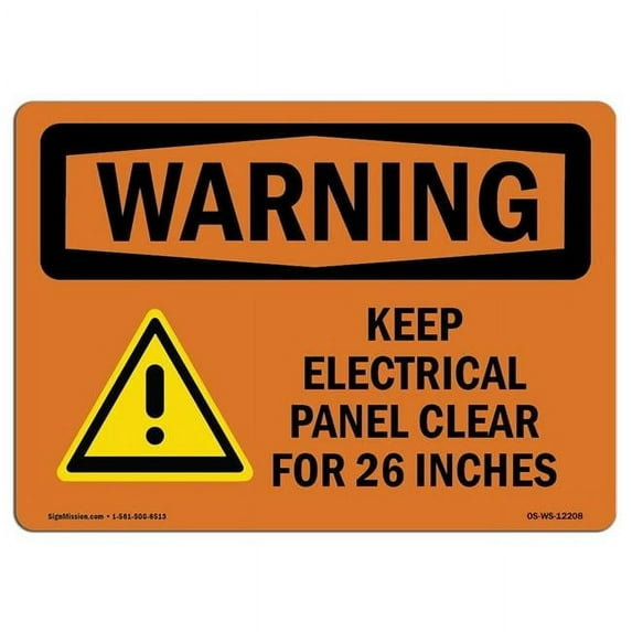 OSHA WARNING Sign - Keep Electrical Panel Clear With Symbol | Aluminum Sign | Protect Your Business, Work Site, Warehouse & Shop Area | Made in the USA