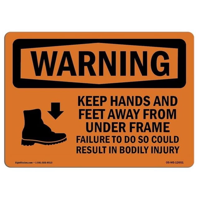 SignMission 12 x 18 in. OSHA Warning Sign - Keep Hands Feet Away ...