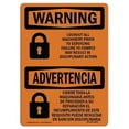 thumbnail image 1 of OSHA WARNING Sign - Lockout Machinery Prior Servicing Bilingual | Aluminum Sign | Protect Your Business, Work Site, Warehouse & Shop Area | Made in the USA, 1 of 6