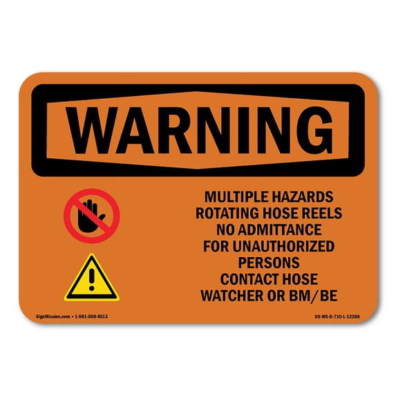 SignMission OS-WS-A-1218-L-12256 12 x 18 in. OSHA Warning Sign - Multiple Hazards & Rotating with Symbol