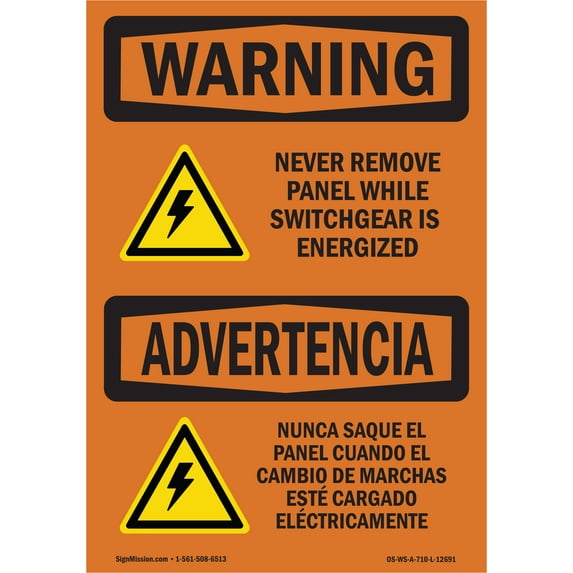 OSHA WARNING Sign - Never Remove Panel Bilingual | Aluminum Sign | Protect Your Business, Construction Site, Warehouse & Shop Area | Made in the USA