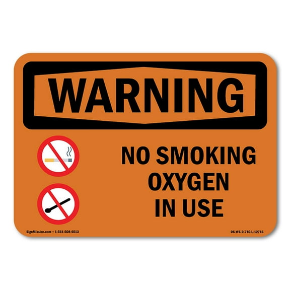 OSHA WARNING Sign - No Smoking Oxygen In Use 18" X 12" Aluminum Sign Protect Your Business, Construction Site, Warehouse & Shop Area