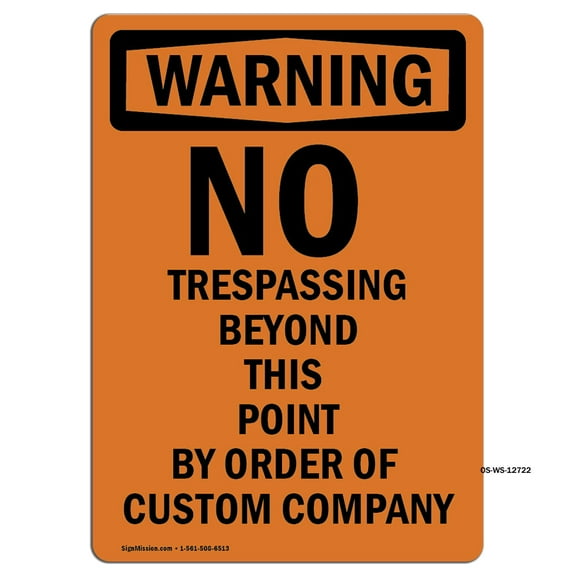 OSHA WARNING Sign - No Trespassing Beyond This Point | Aluminum Sign | Protect Your Business, Construction Site, Warehouse & Shop Area | Made in the USA