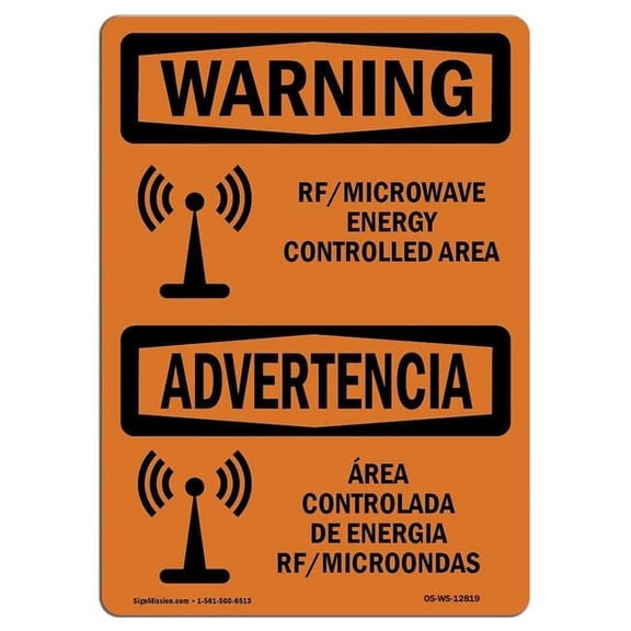 OSHA WARNING Sign - Rf Microwave Energy Controlled Area | Aluminum Sign | Protect Your Business, Construction Site, Warehouse & Shop Area | Made in the USA