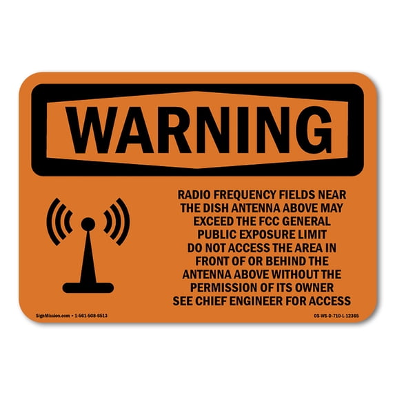 SignMission OS-WS-A-1218-L-12365 12 x 18 in. OSHA Warning Sign - Radio Frequency Fields Near with Symbol