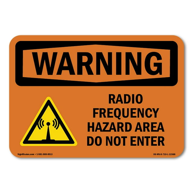 SignMission OS-WS-A-1218-L-12368 12 x 18 in. OSHA Warning Sign - Radio Frequency Hazard Area with Symbol