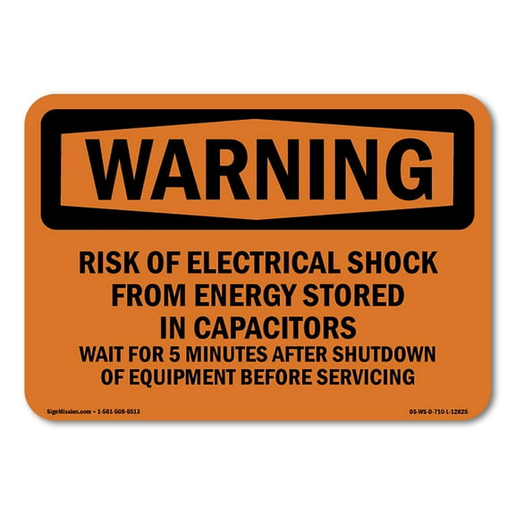 SignMission OS-WS-A-1218-L-12825 12 x 18 in. OSHA Warning Sign - Risk of Electrical Shock From Energy