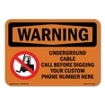 thumbnail image 1 of OSHA WARNING Sign - Underground Cable Call Custom | Aluminum Sign | Protect Your Business, Construction Site, Warehouse & Shop Area | Made in the USA, 1 of 6