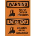 thumbnail image 1 of OSHA WARNING Sign - Watch Out For Forklifts Symbol Bilingual | Aluminum Sign | Protect Your Business, Work Site, Warehouse & Shop Area | Made in the USA, 1 of 6