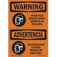 thumbnail image 1 of OSHA WARNING Sign - Wear Face Shields When Working Bilingual | Aluminum Sign | Protect Your Business, Work Site, Warehouse & Shop Area | Made in the USA, 1 of 6