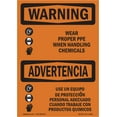 thumbnail image 1 of OSHA WARNING Sign - Wear PPE Handling Chemical Bilingual | Aluminum Sign | Protect Your Business, Work Site, Warehouse & Shop Area | Made in the USA, 1 of 6