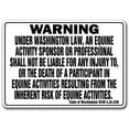 thumbnail image 1 of SignMission WS-D-1218-Washington 12 x 18 in. Washington - Activity Liability Warning Statute Horse Farm Barn Stable Equine Plastic Sign, 1 of 4