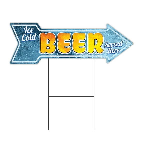 SignMission C-ARROW12-999810 12 x 36 in. Corrugated Plastic Single Sided Arrow Sign - Ice Cold Beer 2