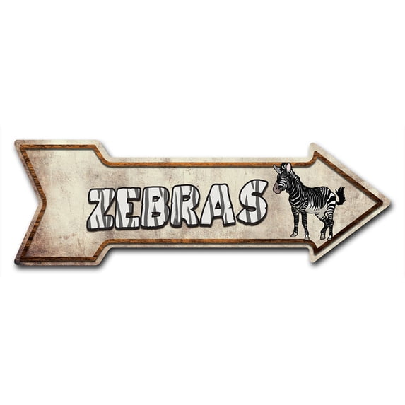 SignMission 12 x 36 in. Indoor & Outdoor Decor Direction Sticker Vinyl Wall Decals - Zebras - 24 in.