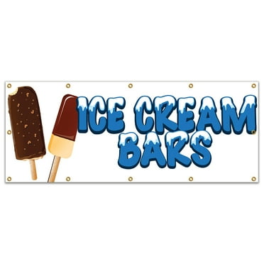 SignMission  120 in. Concession Stand Food Truck Single Sided Banner - Ice Cream Bars