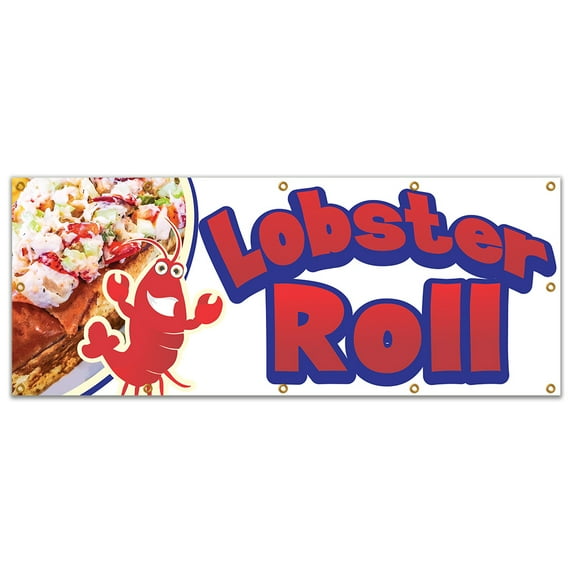 SignMission B-120 Lobster Roll19 120 in. Concession Stand Food Truck Single Sided Banner - Lobster Roll