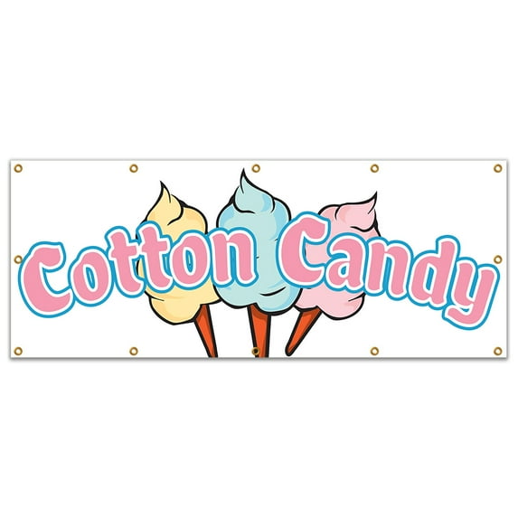 SignMission B-120 Cotton Candy19 120 in. Cotton Candy Banner with Concession Stand Food Truck Single Sided