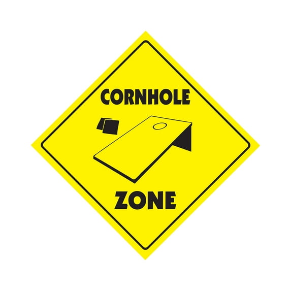 Cornhole Crossing Plastic Sign Decal Zone Xing game yard play player bean bag bo