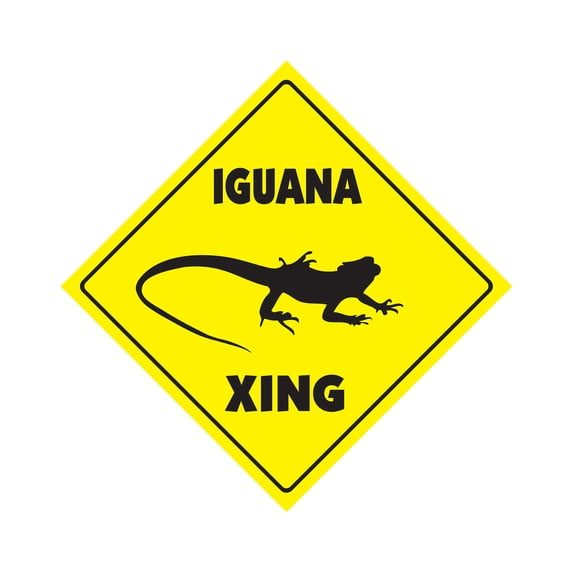 Iguana Crossing Plastic Sign Decal Zone Xing Tall animals joke lover pet lizard