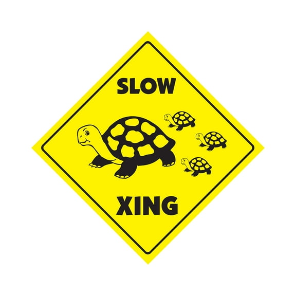 Slow Turtle Crossing Sign Zone Xing | Indoor/Outdoor | 14" Tall lover animal sea box snapping