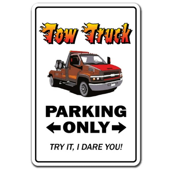 TOW TRUCK Sign street driver trucker roadside towing flatbed tows | Indoor/Outdoor | 14" Tall