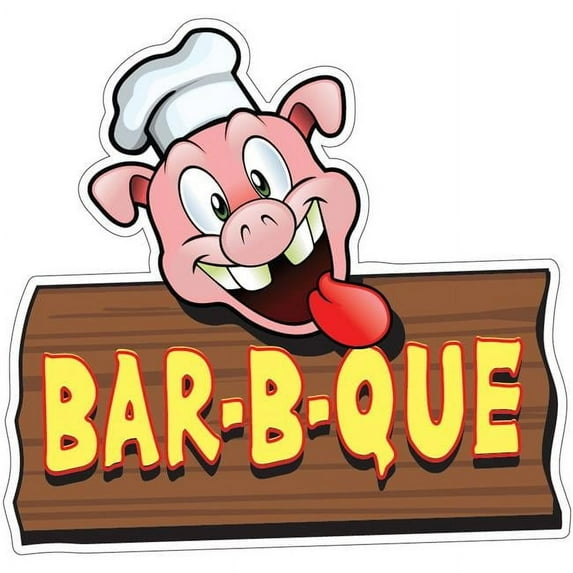 SignMission 16 in. Bar-B-Que Pig Sign Decal Concession Stand Food Truck Sticker