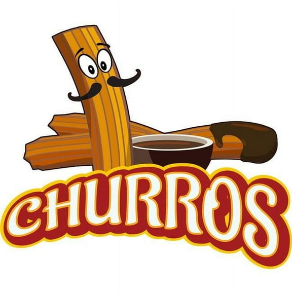 SignMission 16 in. Churros Concession Decal Sign with Cart Trailer Stand Sticker Equipment