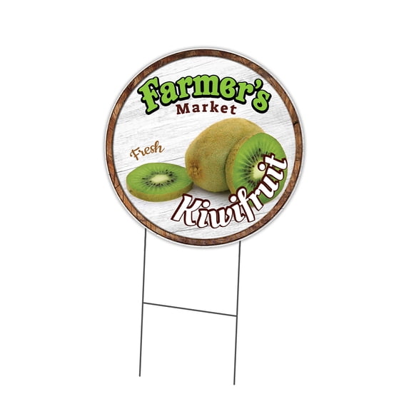 SignMission C-16-CIR-DS-WS- Kiwifruit 16 in. Double Sided Corrugated Circular Plastic Sign - Farmers Market Kiwifruit