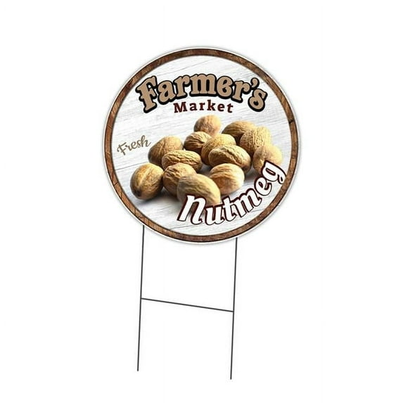 SignMission Corrugated Plastic Sign With Double Sided Image 16" Circular - Farmer's Market Nutmeg | Coroplast Yard Sign With Stake | Made in the USA