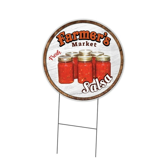 SignMission  16 in. Double Sided Corrugated Circular Plastic Sign - Farmers Market Salsa