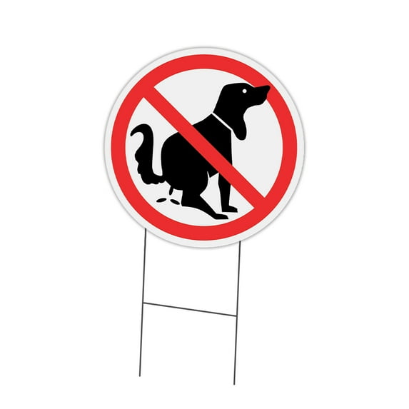 SignMission Corrugated Plastic Sign With Double Sided Image 16" Circular - No Dog Poo | Coroplast Yard Sign With Stake | Made in the USA