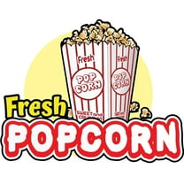 SignMission 16 in. Fresh Popcorn Concession Decal Sign - Cart Trailer Stand Sticker Equipment
