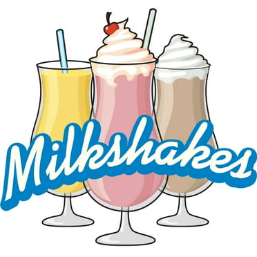 SignMission 16 in. Milkshakes Concession Decal Sign - Cart Trailer Stand Sticker Equipment