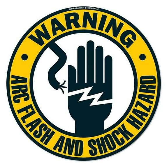 SignMission 16 in. Non-Slip Floor Marker Circle Vinyl Decal - Arc Flash & Shock Hazard