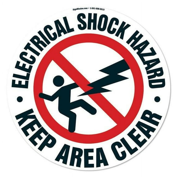 Electrical Shock Hazard Non-Slip Floor Marker | 16" Circle Vinyl Decal | Protect Your Business, Work Place & Customers | Made in The USA