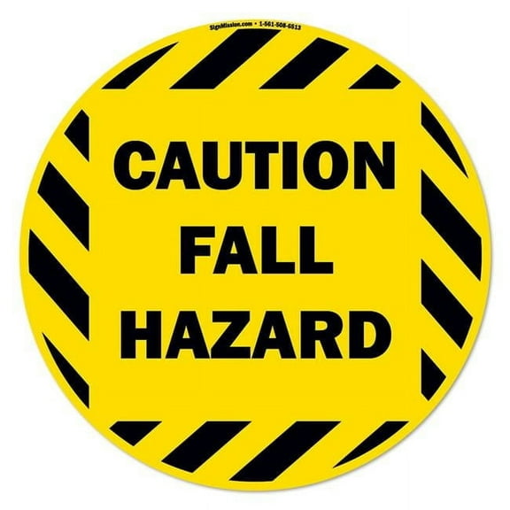 Fall Hazard Non-Slip Floor Marker | 16" Circle Vinyl Decal | Protect Your Business, Work Place & Customers |  Made in The USA