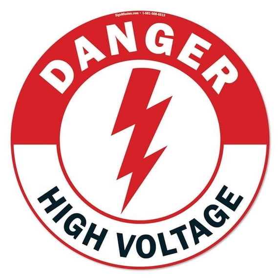 High Voltage Non-Slip Floor Marker | 16" Circle Vinyl Decal | Protect Your Business, Work Place & Customers | Made in The USA